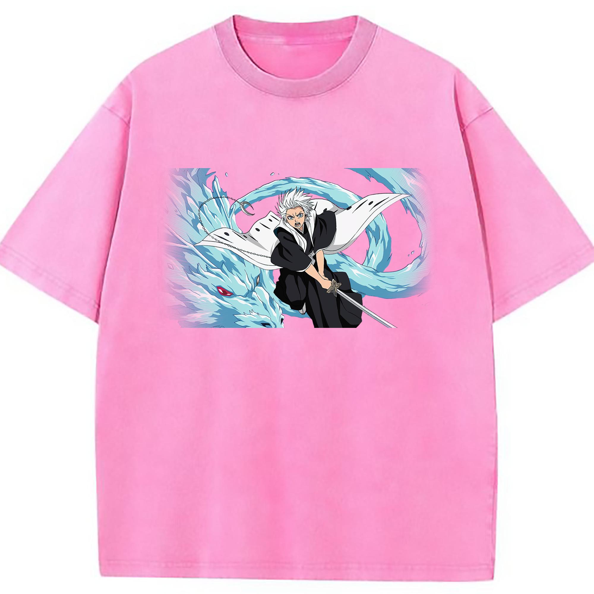 （画像用） ブリーチ 日番谷冬獅郎（ひつがや とうしろう） BLEACH Hitsugaya Toushirou 綿100% ヴィンテージ風 半袖Tシャツ（フロントプリント）